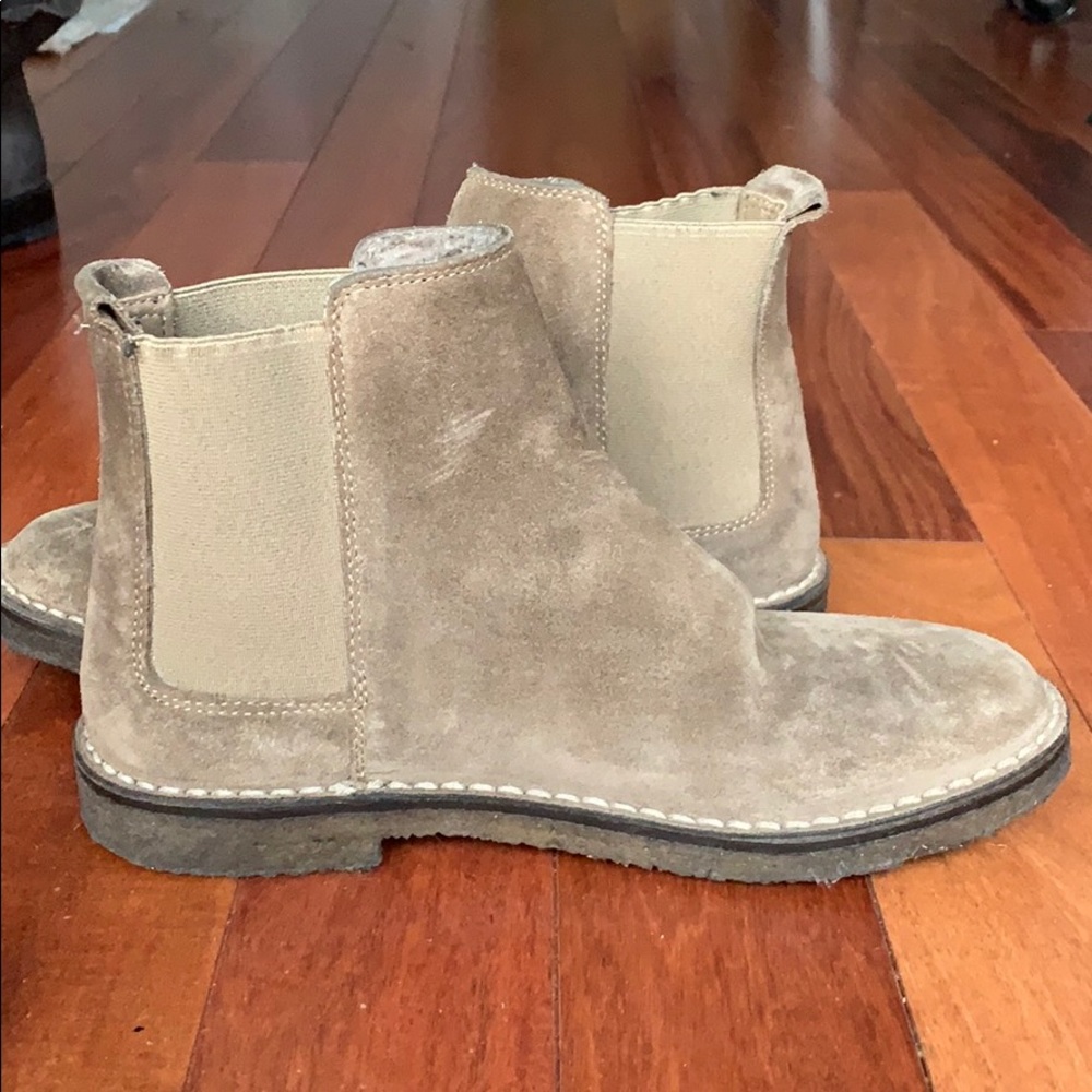 Vince Taupe suede chelsea boots